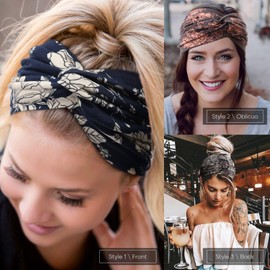 DRESHOW 8 Pack Turban Headbands for Women Wide Vintage Head Wraps Knotted Cute Hair Bands Accessories