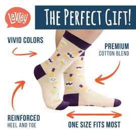 Lavley If You Can Read This, Bring Me Funny Socks - Novelty Gifts for Men, Women and Teens (US, Alpha, One Size, Regular, Regular, Bring Me Wine (White Wine))