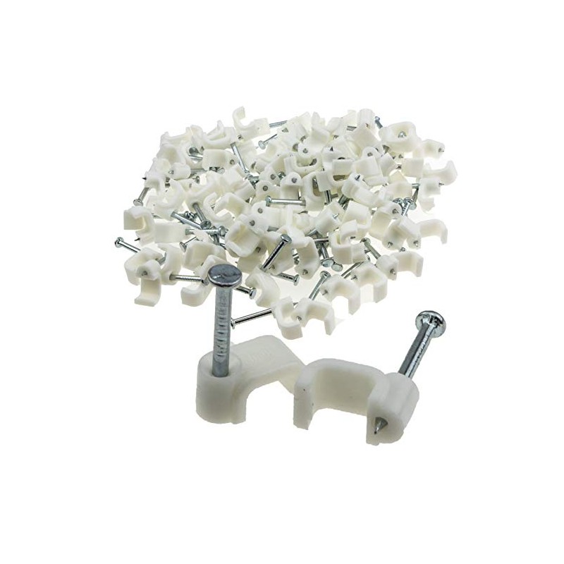 FLAT White 7mm Cable Clips for 1mm2 Twin & Earth