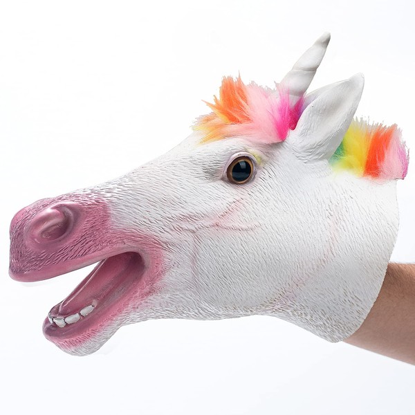 Yolococa Unicorn Puppet Hand Puppets Realistic Soft Latex Rubber Animal Glove Hands Puppet for Kids