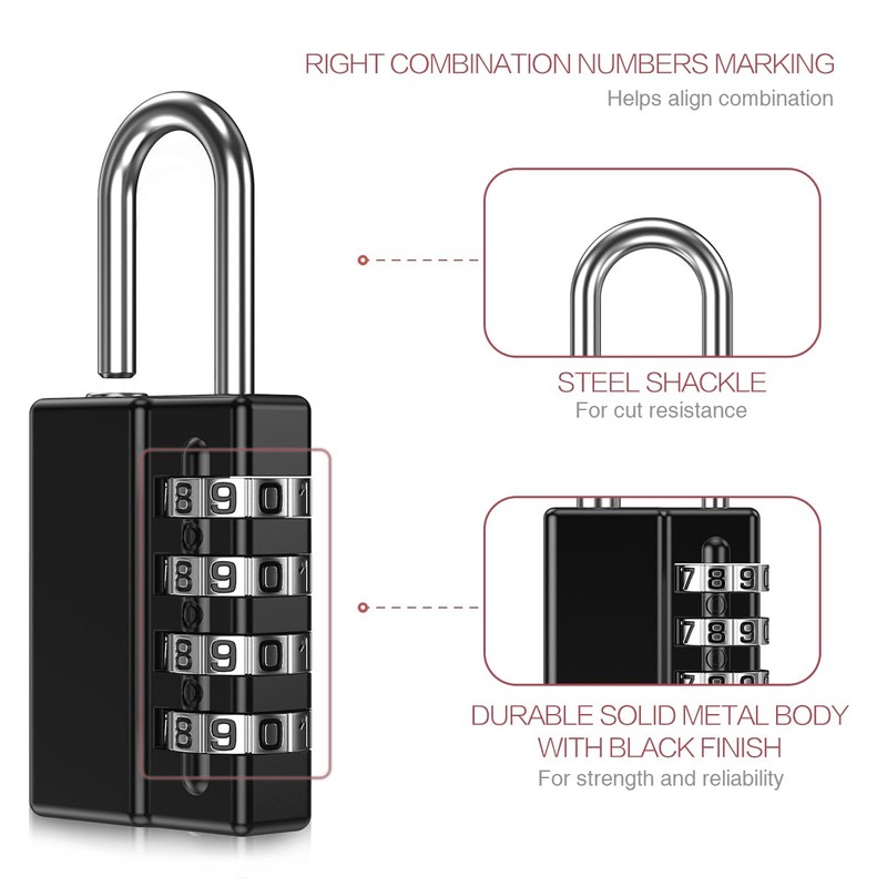 LOFICOPER 2 Pack Combination Lock with 2 Keys, 4 Digit