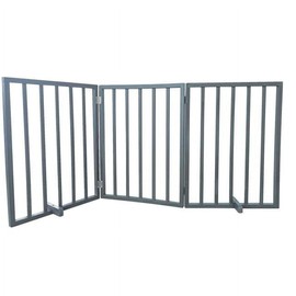 Amerihome Grey 3 Panel Wood Folding Pet Gate