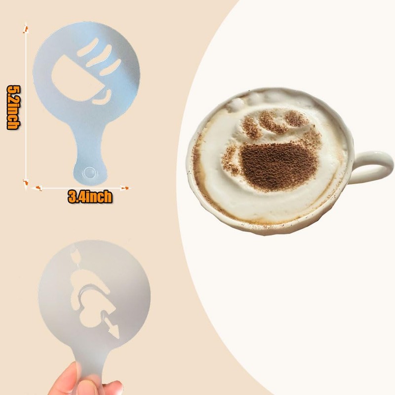 16-Pack Coffee Stencils Plastics Molds for Cookies Baking Dessert Cappuccino
