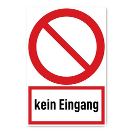 Sticker: 300 x 200 mm, Pack of 1 – No Entrance – Prohibition Sign with Text (German) (Red/White) – Vertical – P001 – DIN EN ISO 7010 / ASR A1.3