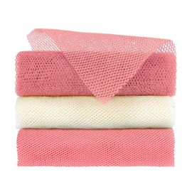 3Pcs African Body Exfoliating Net, African Bathing Sponge, Body Deep Cleaning Wash Long Scrub, Shower Net Exfoliating Cloth Back Scrubber for Men Women (1*Beige+2*Pink)