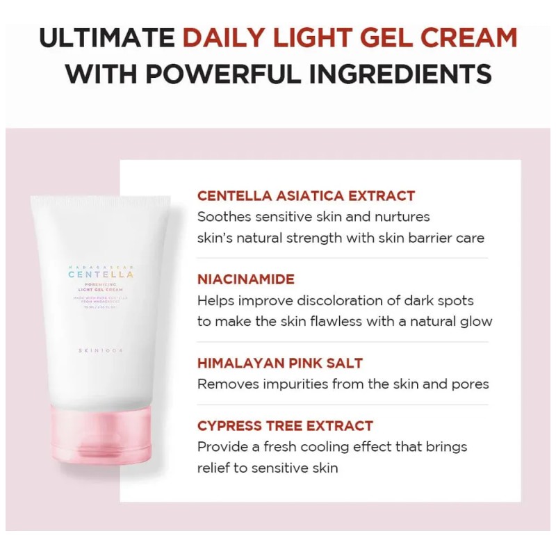 Skin1004 Gel Crema Ligera Poremizing Centella Madagascar Grasa Día/noche