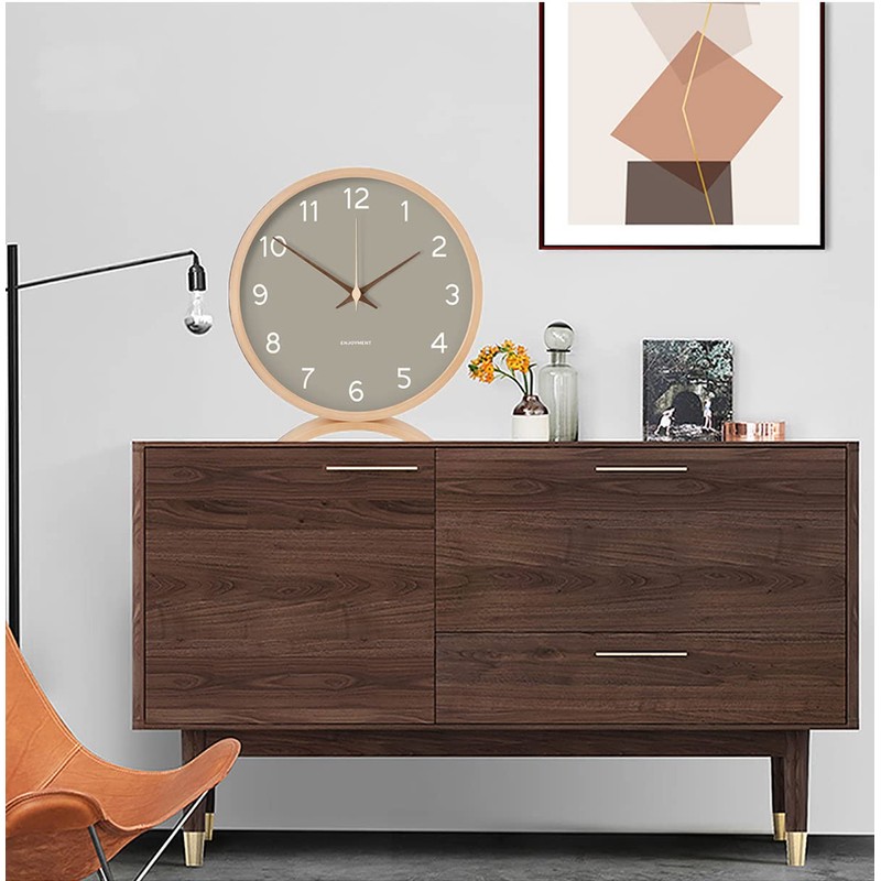 Maxspace Table Clock - 8 Inch Silent Non-Ticking Wooden Timepiece
