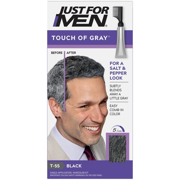 Just for Men Hair Color -- Touch of Gray, Black-Gray. 3 Pack
