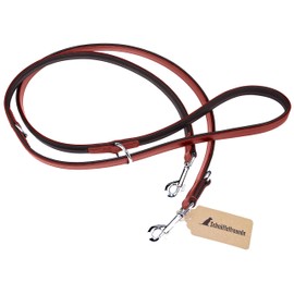 Schnüffelfreunde Leather Dog Lead - Training Lead - Leather Lead for Dogs - Adjustable to 3 Positions for All Dogs (230 cm, Red)