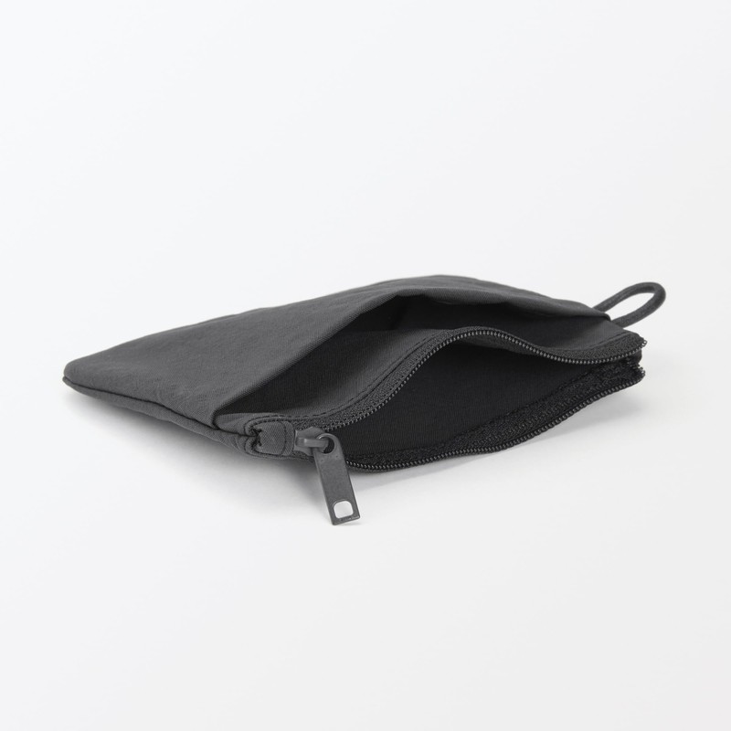 MUJI 84473869 Wrinkle Nylon Flat Pouch, Dark Gray, M, Approx.