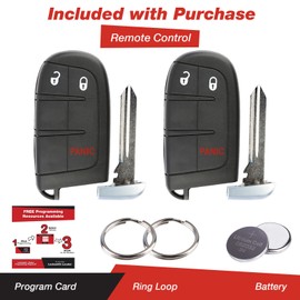 KeylessOption Keyless Entry Remote Car Smart Key Fob for 2011-2018 Dodge Dart Journey Charger Chrysler 300 M3N-40821302 (Pack of 2)