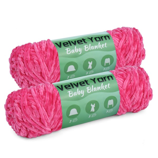 Chenille Soft Yarn, 2 * 100g Soft Chenille Yarn with
