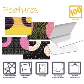 Better Office Products 100-Pack All Occasion Greeting Cards, Modern Art Desig...
