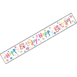 Flowers Happy Birthday Pretty Girlie Holographic Recyclable Birthday Party Banner Garland Decoration