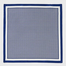 Ojier Men's Pocket Square, 100% Silk, Houndstooth Lattice, Formal, Business, Casual, Made in Japan, Blue, Blue, blue