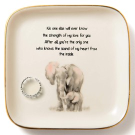 PUDDING CABIN Gift for Mom Mother's Day Birthday Valentine Christmas Gift for mom "No One Else Will Ever Know The Strength Of My Love For You" Mom Ring Dish Gifts for Mom from Daugther or Son