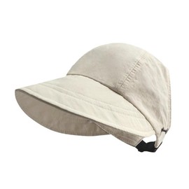 MiOYOOW Large Brim Empty Top Sun Hat, Quick-Drying Ponytail Hole Cap with Adjustable Cap Circumference UV Protection Sport Hat for Travel Outdoor Fishing Off-White