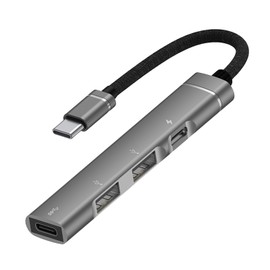JM-Byte 4 in 1 USB C Hub with 2 USB 2.0 Ports, 1 Type C Data Port, 1 Type C Charging Port, USB Splitter Docking Station for Tablet PC/Laptop/Keyborad/Mouse/Flash Drive/Printer/Type C Devices, Gray Hub