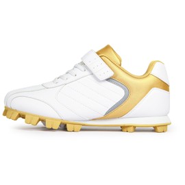 Sooneeya Baseball Cleats Kids Youth Rubber Molded Softball Cleat Girls Low Top Athletic Shoes Gold 3 M US Little Kid