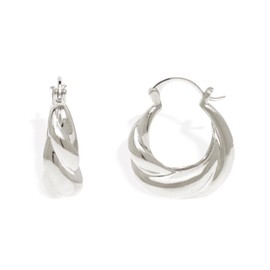 Jean Beau Chunky Silver Twisted Huggie Hoop Earrings for Women Statement 925 Sterling Silver Hypoallergenic Small Hoop Earrings Fashion Outfit Accessories Jewelry Gift