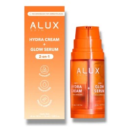 Crema Hidratante Facial con Sérum Iluminador 2 en 1 | Colágeno + Ácido Hialurónico | Brillo Natural Sin Maquillaje | Fórmula Vegana Cruelty-Free | ALU