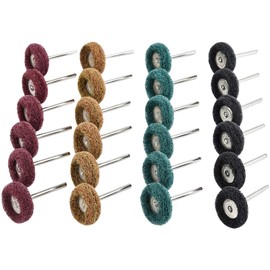 40 PCS 25 mm Abrasive Buffing wheel, Polishing accessories for Dremel Rotary Tools - Brown 80Grit /Green 150Grit /Red 240Grit /Black 300Grit, Scouring pad and Metal shank
