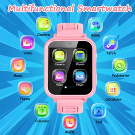 Wiszodet Smart Watch for Kids Gift for Girls Age 5-12, 1.54" Touch Screen Watch with HD Camera Video 24 Games Music Pedometer Flashlight Alarm Clock, Gifts for 7 8 9 10 Year Old Girls Boys