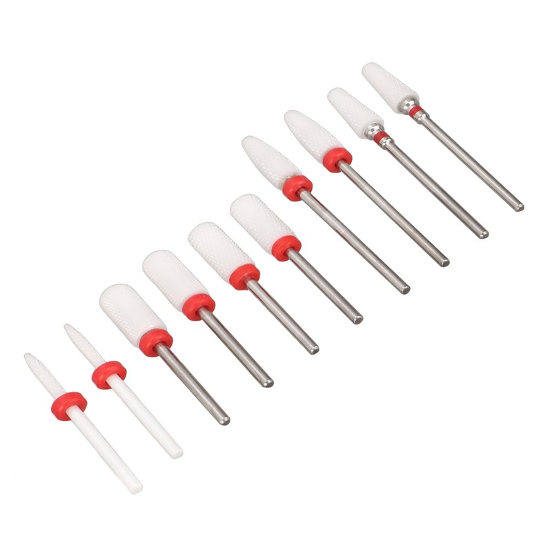 10pcs Nail Art Drill Bits Set Remove Nail Glue Stainless