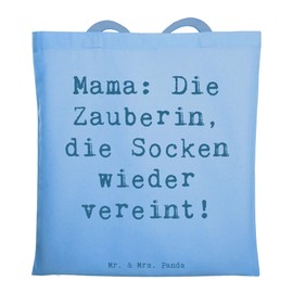 Mr. & Mrs. Panda Tote Bag Saying Mama Zauberin - Gift, Socks, Jute Bag, Fabric Bag, Gifts, Bath Bag, Socks Unite, Care,, blue, Hand Drawn