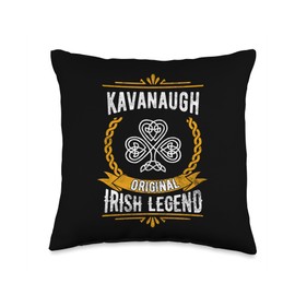 Kavanaugh Irish Legend Vintage Shamrock Family Name Throw Pillow