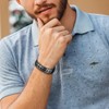 RainSo Mens Titanium Steel Double Row Magnetic Bracelet with 4
