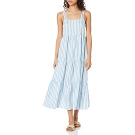 The Drop Women's Britt Tiered Maxi Tent Dress, Blue Bell Stripe, XXS