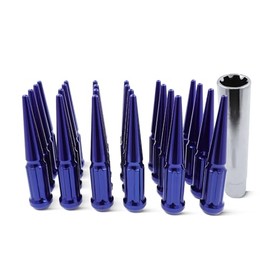EZAccessory 14x1.5 Spline Spike Lug Nuts 24 Pieces Blue with Key Bulge Acorn Lug Nut for Chevy GMC 6x5.5 Pattern Silverado Colorado 6x120 Pattern 15-on