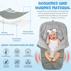 Foot muff buggy, foot muff pram winter with zip and hood, waterproof, warm thermal fleece foot muff buggy, universal foot muff pram baby, suitable for all pushchairs