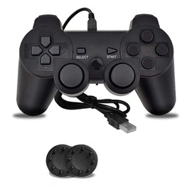P3 Controller, Play3 Controller Compatible for Play 3 System, PC, Control Play3 with Double Vibration, 6-Axis and 360°Joystick, 400mAh(Black)
