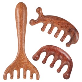 HJZHII Pack of 3 Wooden Massage Comb, Head Massage Comb, Wooden Scalp Massage Brush, Round Tooth Comb, Face Massager, Multifunctional Massage Comb, Body Massage Tool for Self-Care