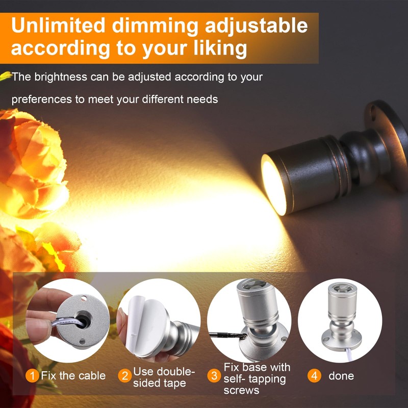 Yaeccc Dimmable LED Mini Spotlight Jewelry Showcase Display Lights Shell