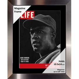 Creative Picture Frames 10.5 x 14 Magazine Frame with Full-Strength Glass, Carnegie Stainless Steel Molding with Black Mat (Magazine Not Included)