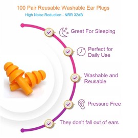 50 Pair of Soft Reusable Silicone Ear Plugs for Sleeping Swimming Concert Music Construction Work Industrial Shooting - Hearing Protection up to 25dB NRR - Waterproof Ear Plugs for Swimming Adult Men