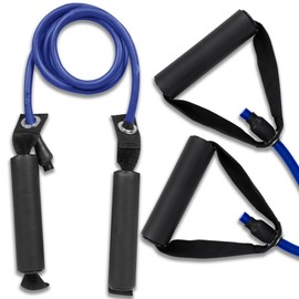 Econo Fitness Resistance Tubing with Comfort Grip Handles - Heavy - Blue - Slip-Resistant, Padded Foam Handles, Great for Resistance Training, Home Exercise/Workouts & Strength Training