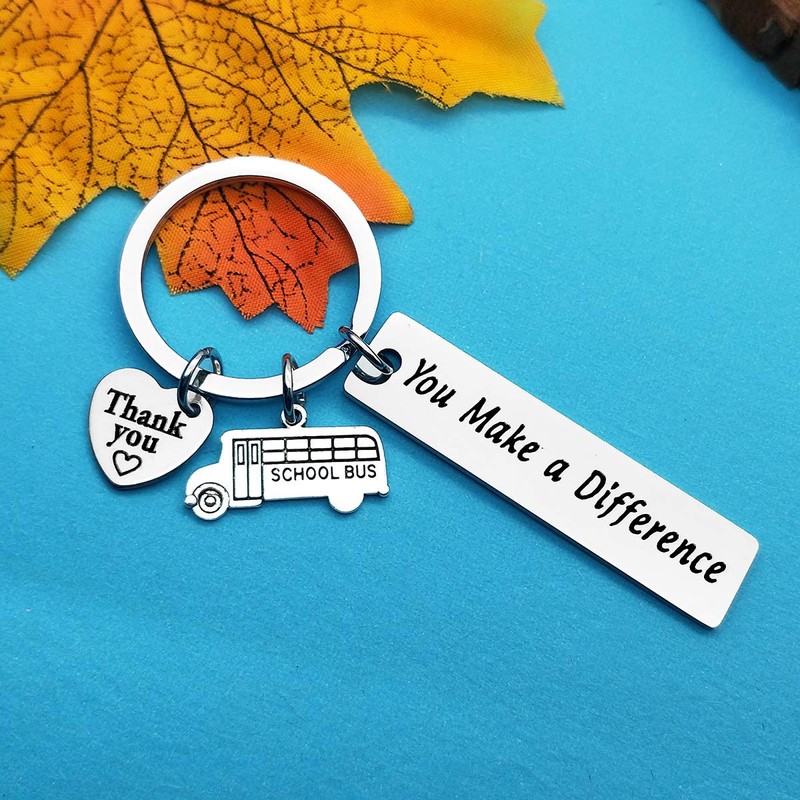 Huwujiu School Bus Driver Gifts You Make A Difference Keyring