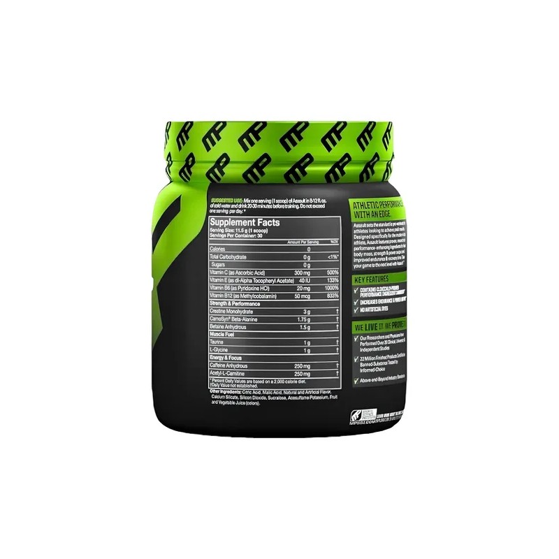 Muscle Pharm Assault Pre-Workout Frambuesa Azul Creatina Pre Entreno 222g