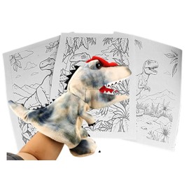 Hand Puppets Dinosaur Plush Glove Puppet for Kids Boys & Girls Imaginative Sensory Role Play & Learning Great for Storytelling, Playtime & Motor Skill Building 3 Colouring Pages included Stegosaurus