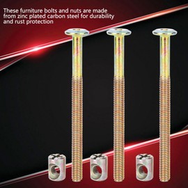 10pcs M6 Carbon Steel Screw, Fastening Parts Bolts Bolts With Barrel Nuts Dowel Nut Furniture Connector Fastener(90mm)