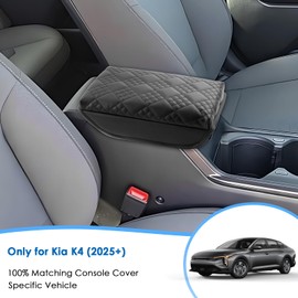 Coleya for 2025 2026 Kia K4 Center Console Cover for Kia K4 (LX/LXS/EX/GT-Line/GT-Line Turbo), Comfy &Cushion Leather K4 Armrest Cover 2026 2025 K4 Accessories (Padded)