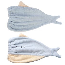 JK Home Women Microfiber Hair Drying Wrap Towel Cap, Fun Cute Cartoon Shark Super Absorbent Coral Velvet Hair Turban Quick Dry Towels for Wet, Long, Thick Hair