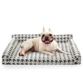 FURTIME Orthopedic Dog Beds for Medium Dogs | Detachable Side Bolster and Pillow | Washable Removable Cover | Medium Dog Sofa with Memory Foam | Non-Slip Bottom and Double Zipper, 28"x22.8"x9.45"