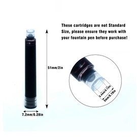 BOCIYER 60 Count Fountain Pen Ink Cartridges | 3.4 mm bore diameter | Black Ink