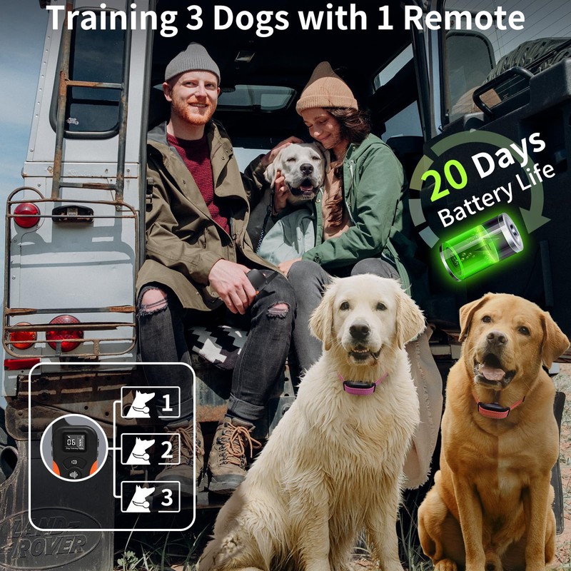 PaiPaitek Vibrating Collar No Shock for 3 Dogs Training, 3300ft