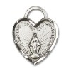 Bliss Sterling Silver Miraculous Heart Medal Pendant Necklace 18" Chain